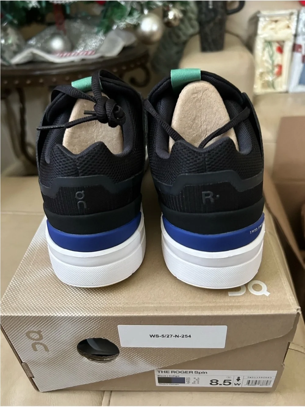 On Running The Roger Spin Black Athletic Shoes with Green, Yellow, Blue, Accents